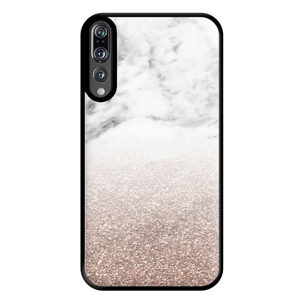 Rose Gold Glitter & Marble Phone Case for Huawei P20 Pro