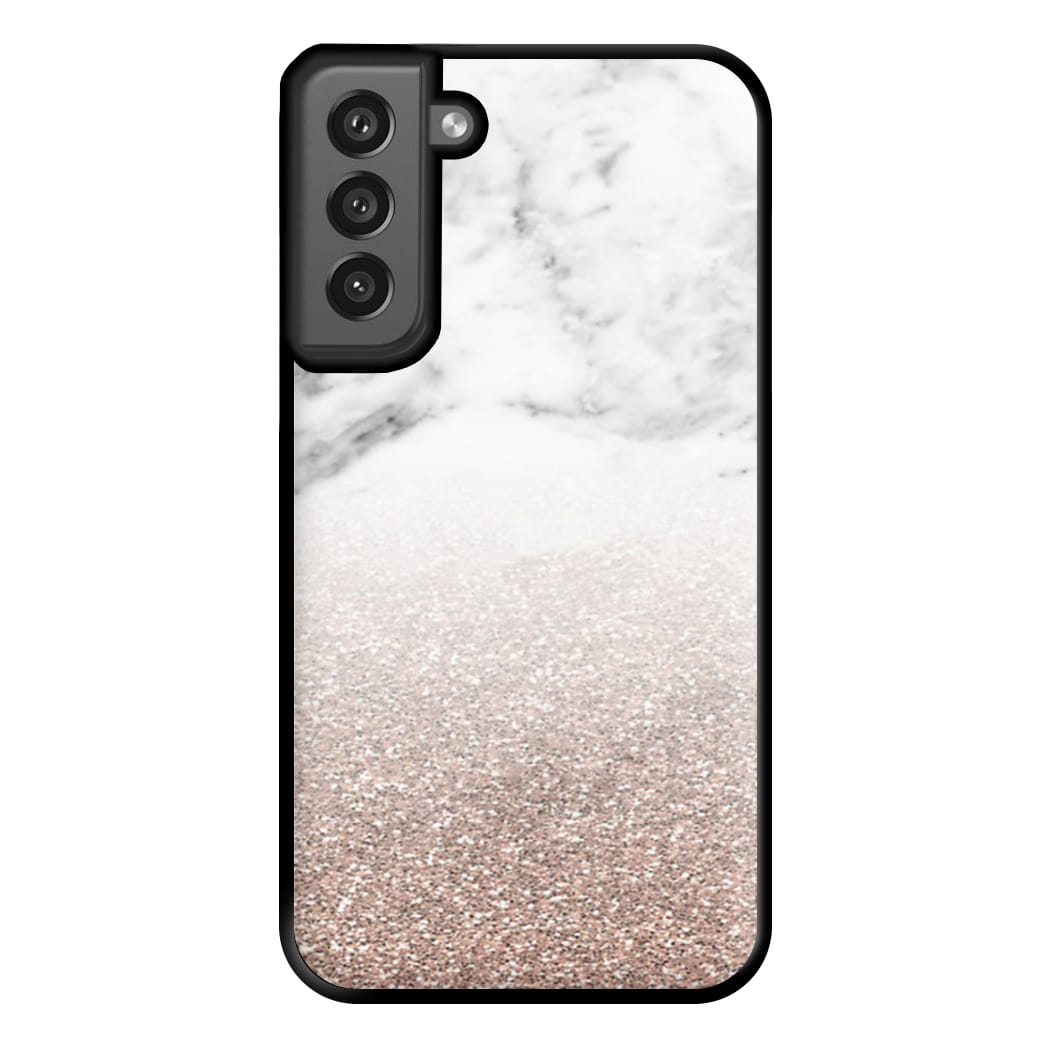 Rose Gold Glitter & Marble Phone Case for Galaxy S21FE