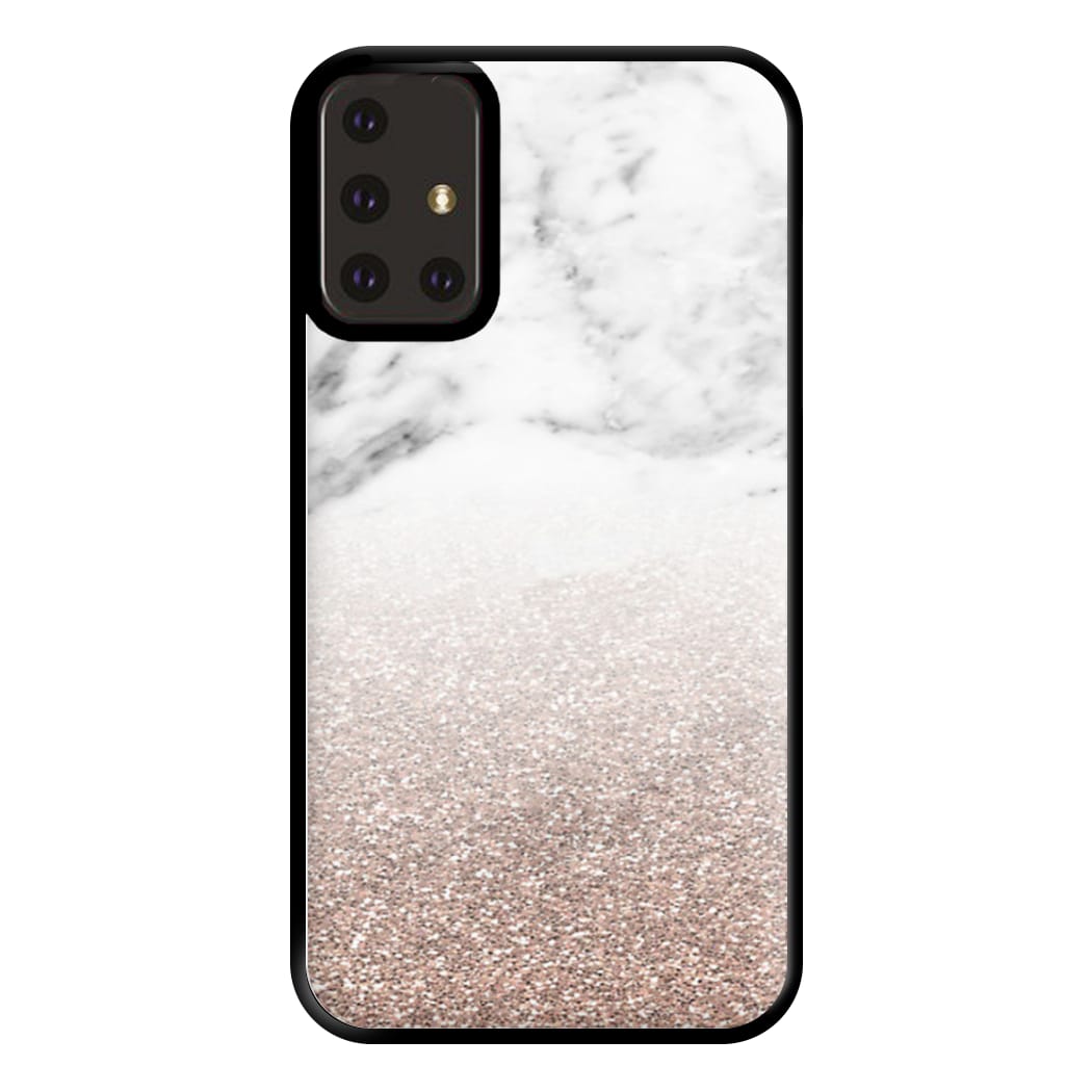 Rose Gold Glitter & Marble Phone Case for Galaxy A71