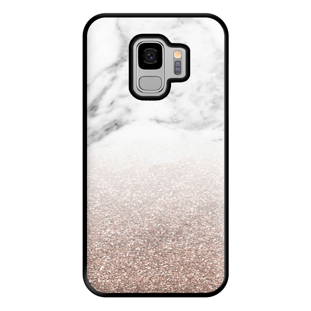 Rose Gold Glitter & Marble Phone Case for Galaxy S9 Plus