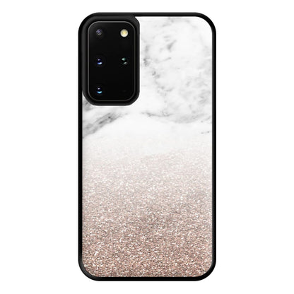 Rose Gold Glitter & Marble Phone Case for Galaxy S20 Plus