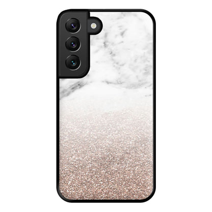 Rose Gold Glitter & Marble Phone Case for Galaxy S22 Plus