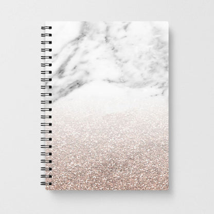 Rose Gold Glitter & Marble Notebook - Fun Cases