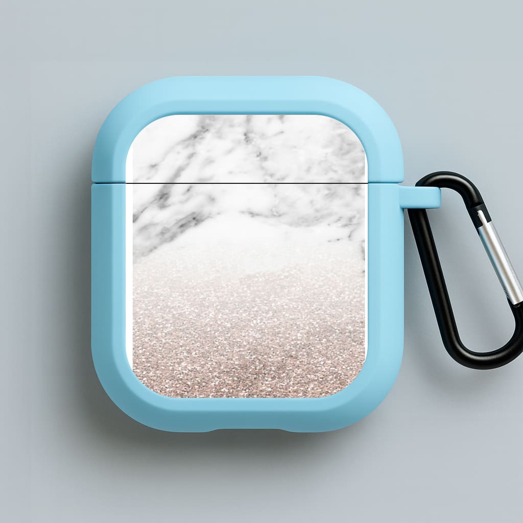 Rose Gold Glitter & Marble Blue AirPods Case