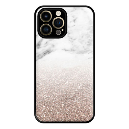 Rose Gold Glitter & Marble Phone Case for iPhone 14 Pro Max