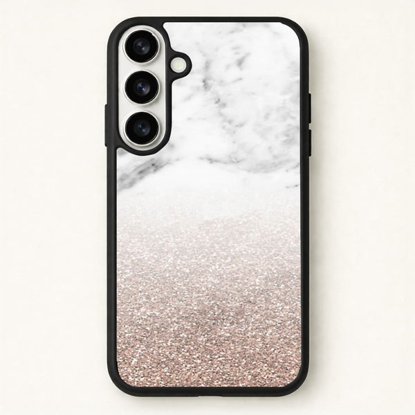 Rose Gold Glitter & Marble Phone Case for Galaxy S26 Plus