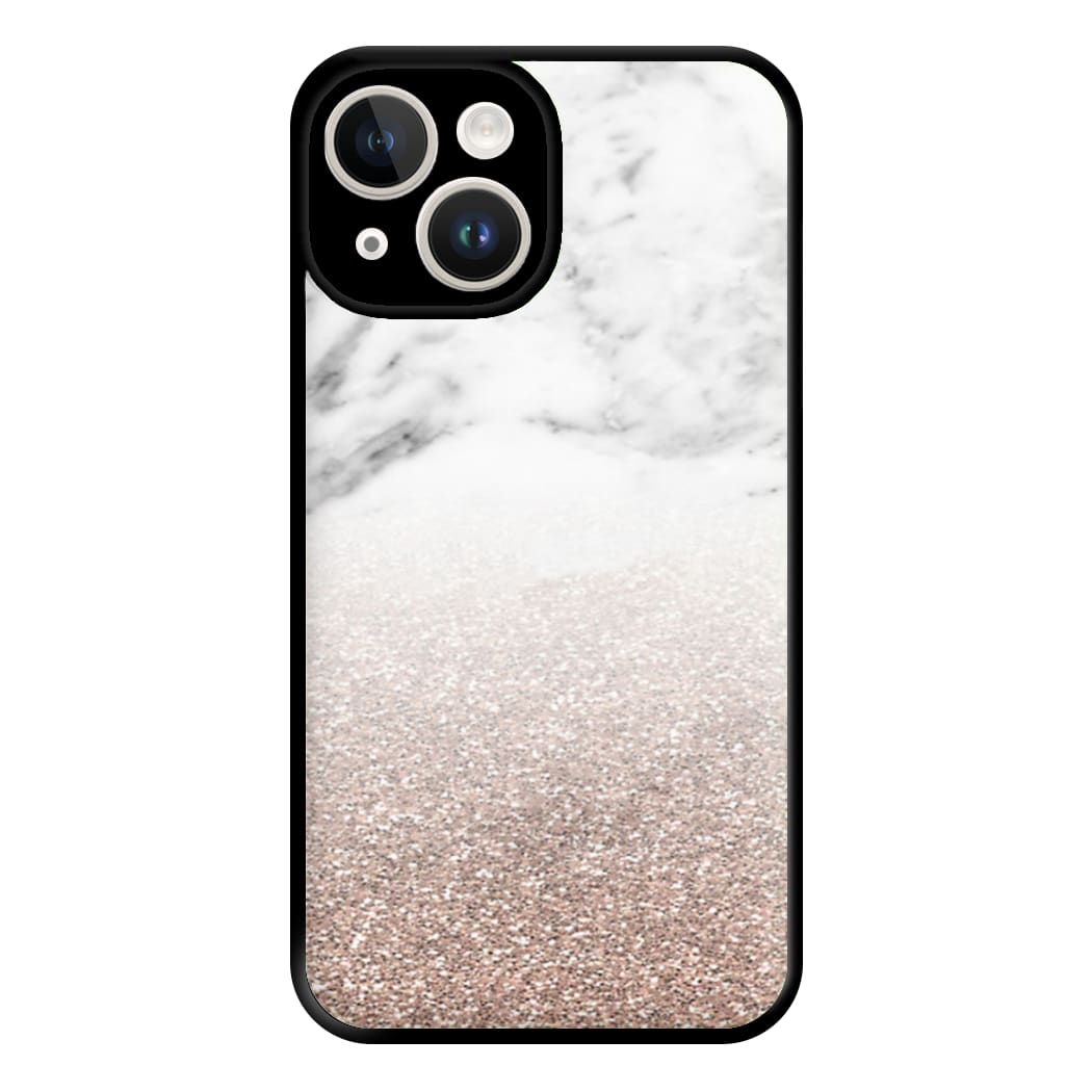 Rose Gold Glitter & Marble Phone Case for iPhone 14