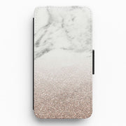 Rose Gold Glitter & Marble Flip / Wallet Phone Case 1