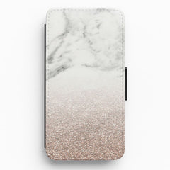 Rose Gold Glitter & Marble Flip / Wallet Phone Case