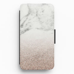 Rose Gold Glitter & Marble Flip / Wallet Phone Case