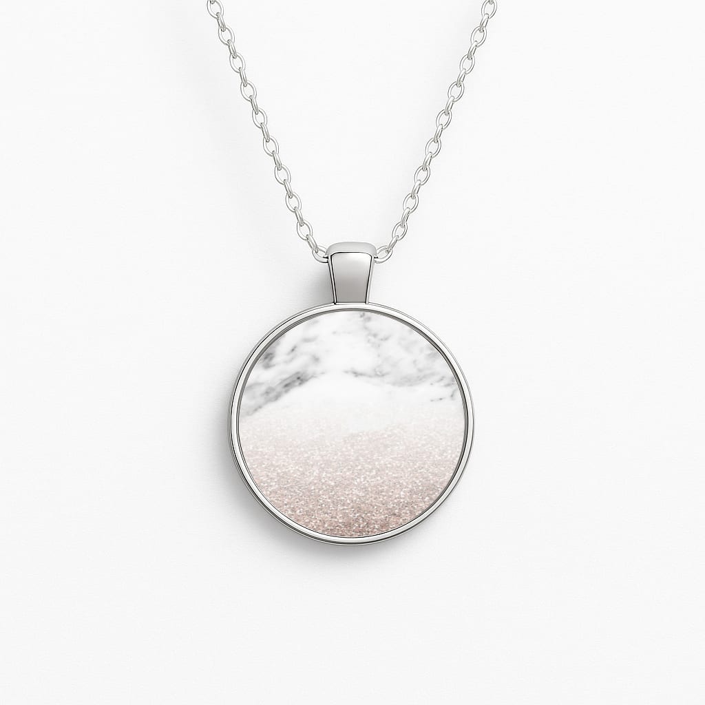 Rose Gold Glitter & Marble Necklace