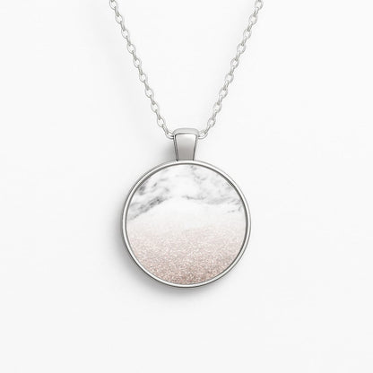 Rose Gold Glitter & Marble Circle Necklace