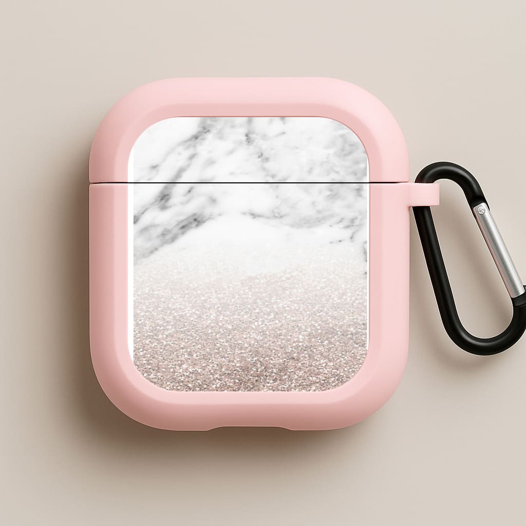 Rose Gold Glitter & Marble Pink AirPods Case