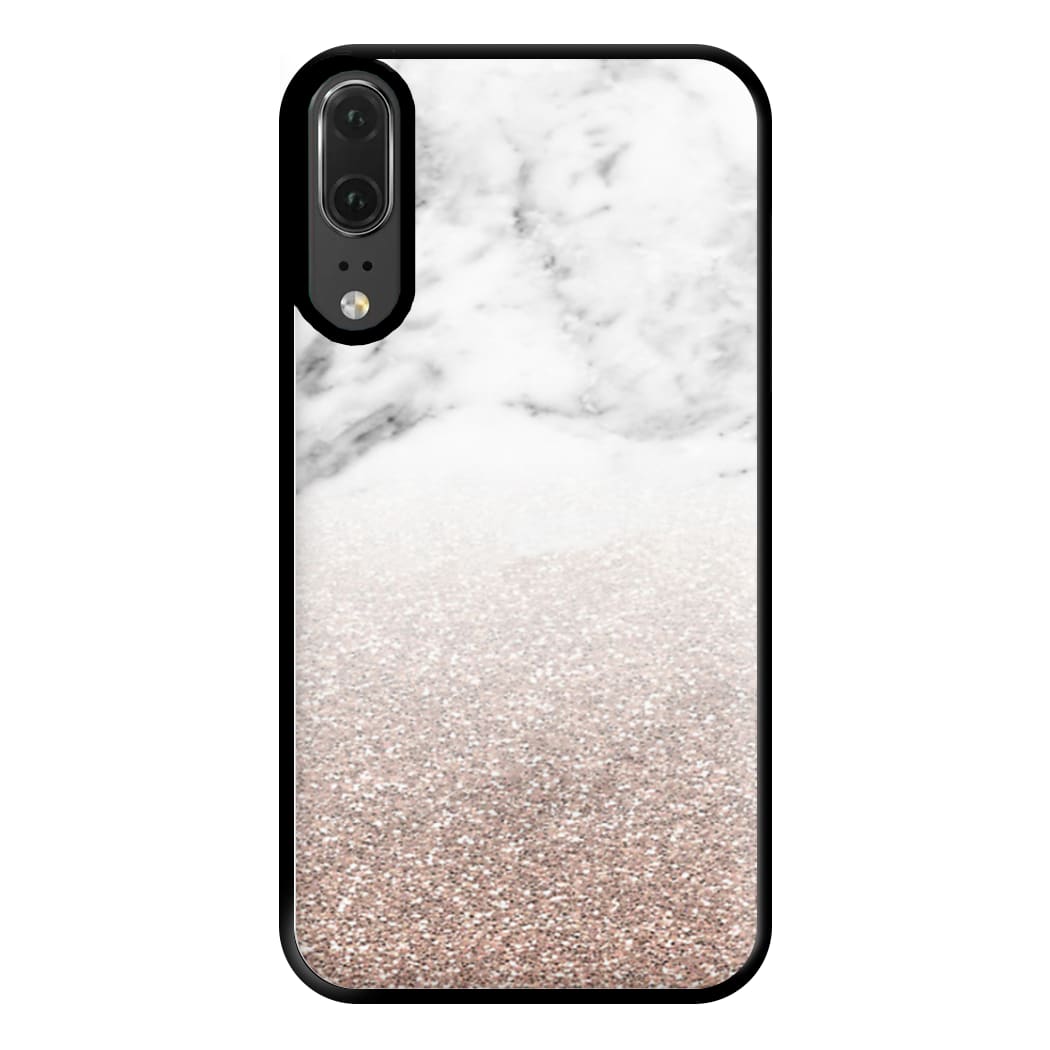 Rose Gold Glitter & Marble Phone Case for Huawei P20