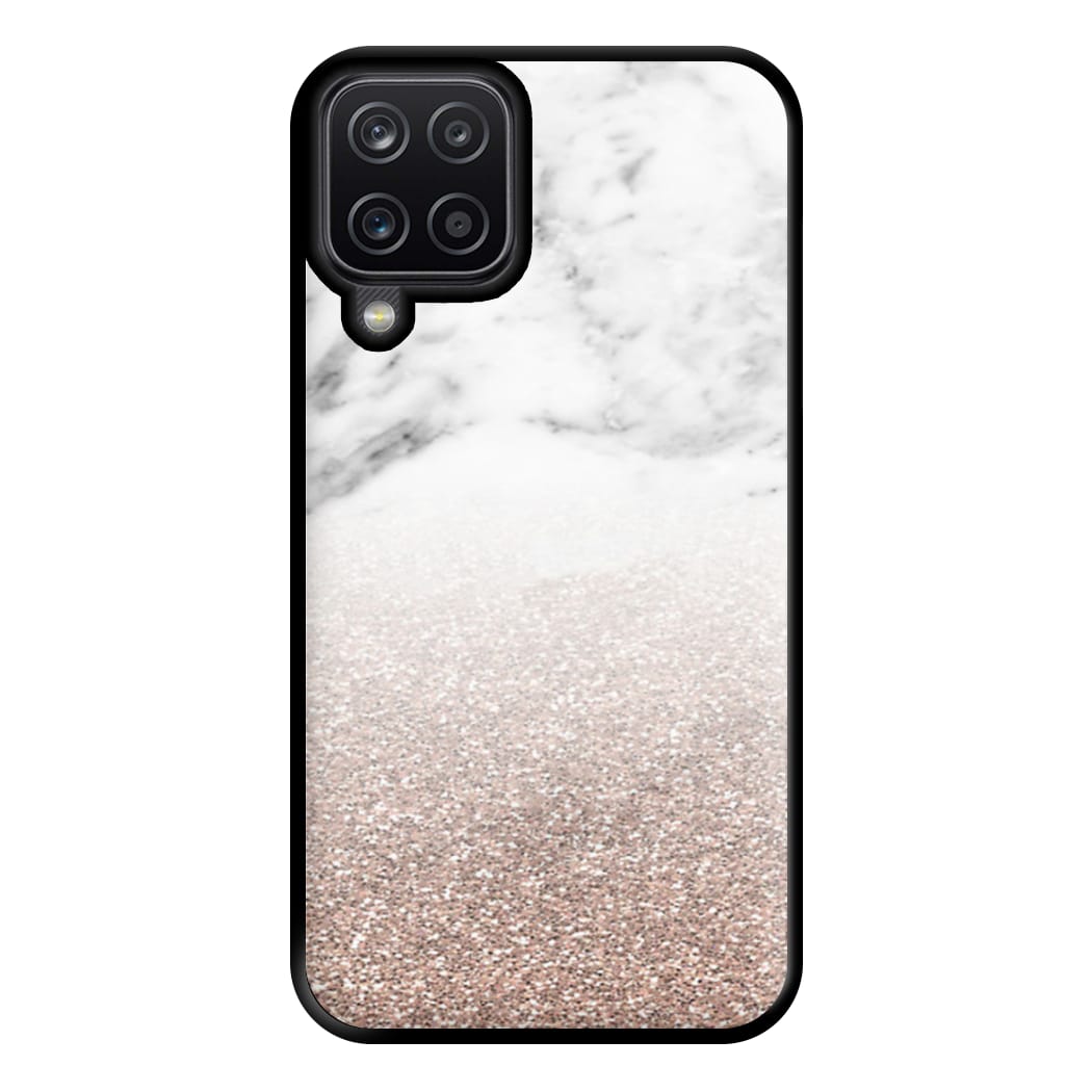 Rose Gold Glitter & Marble Phone Case for Galaxy A12