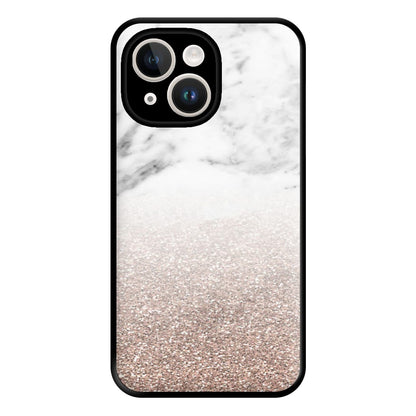 Rose Gold Glitter & Marble Phone Case for iPhone 14 Plus