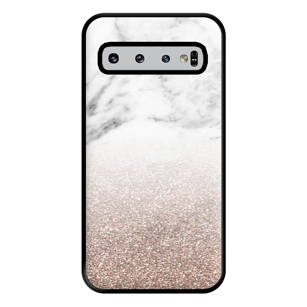 Rose Gold Glitter & Marble Phone Case for Galaxy S10 Plus