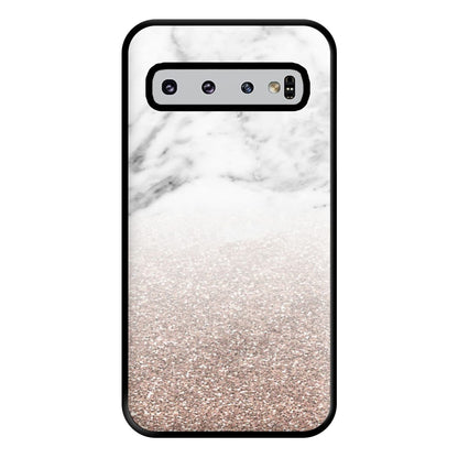 Rose Gold Glitter & Marble Phone Case for Galaxy S10 Plus