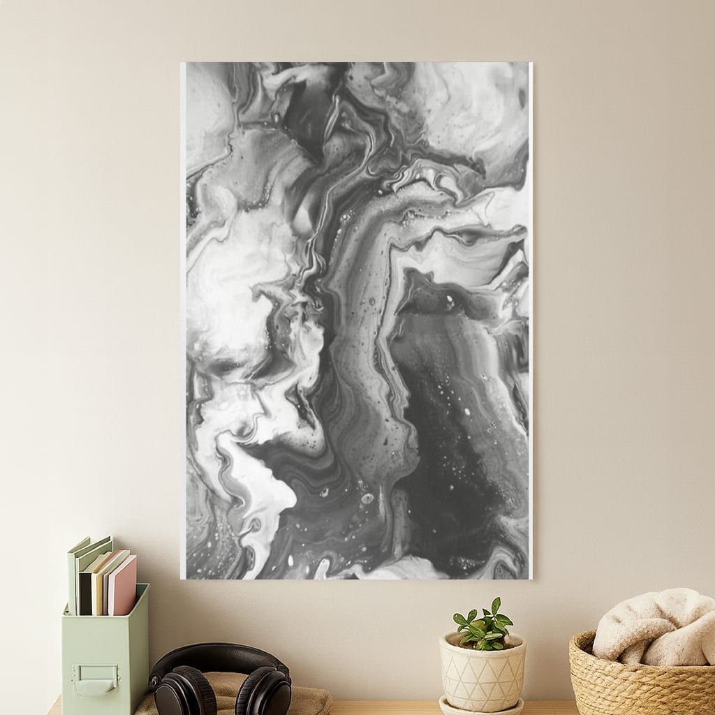 Black and White Leaking Marble Poster