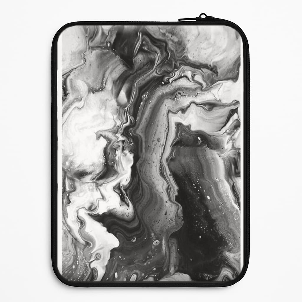 Black and White Leaking Marble Laptop Sleeve