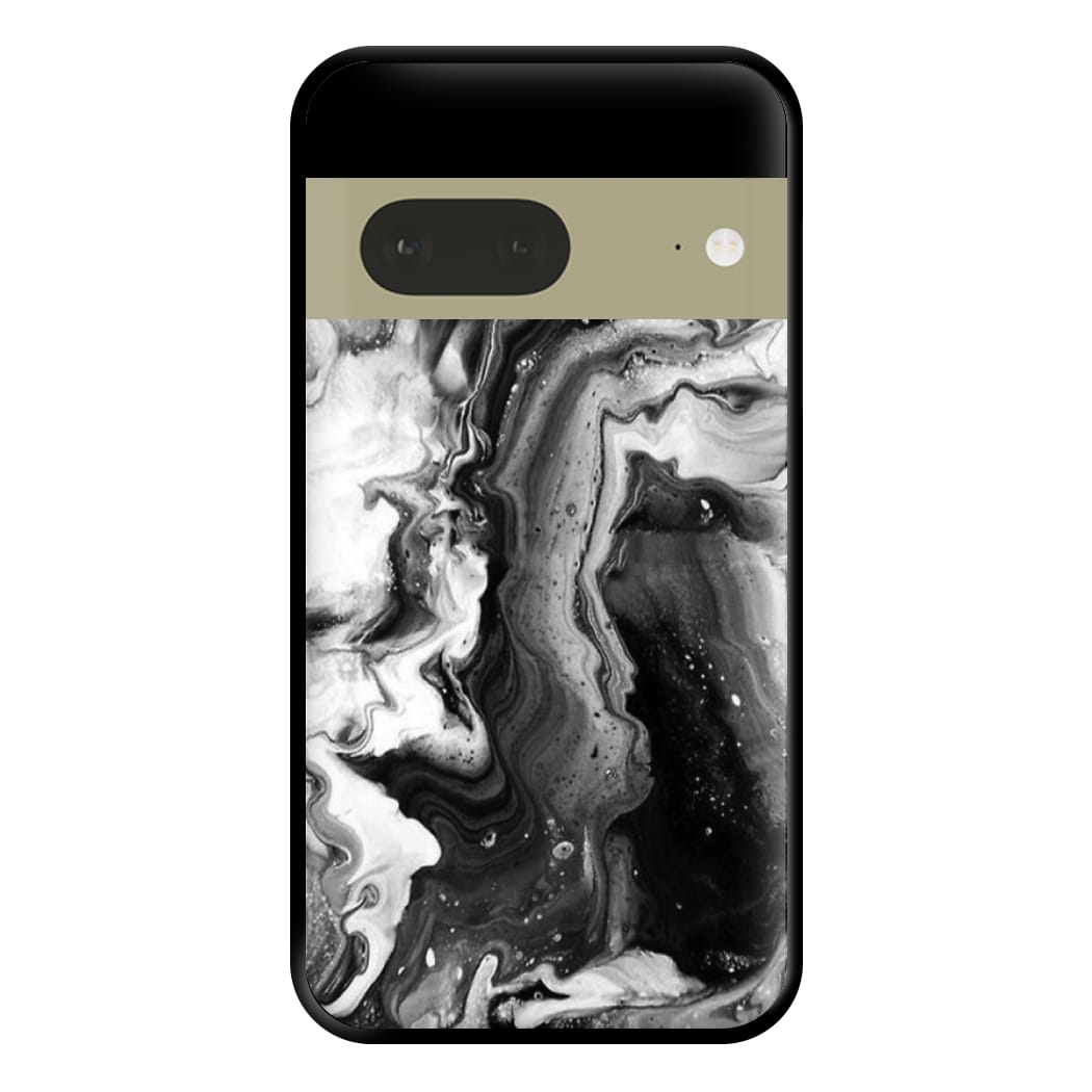 Black and White Leaking Marble Phone Case for Google Pixel 7a