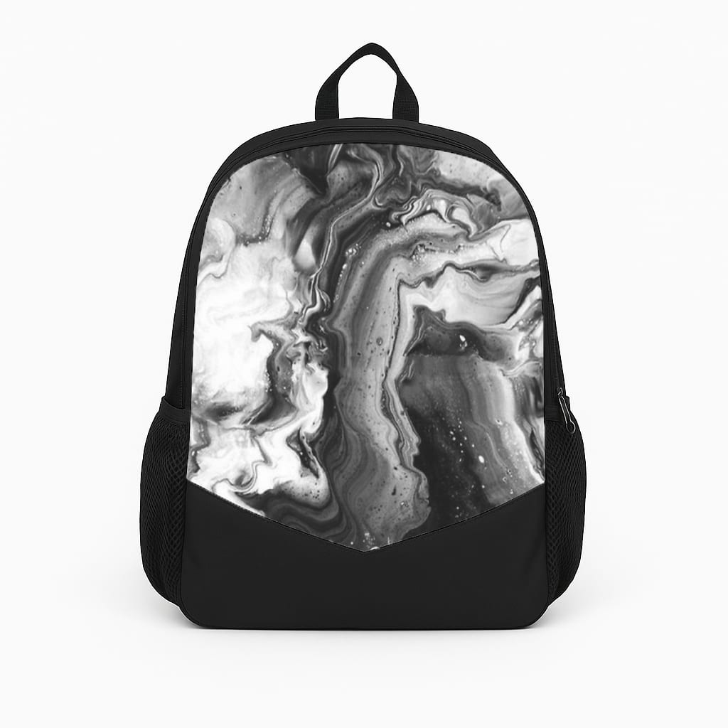 Black and White Leaking Marble Backpack
