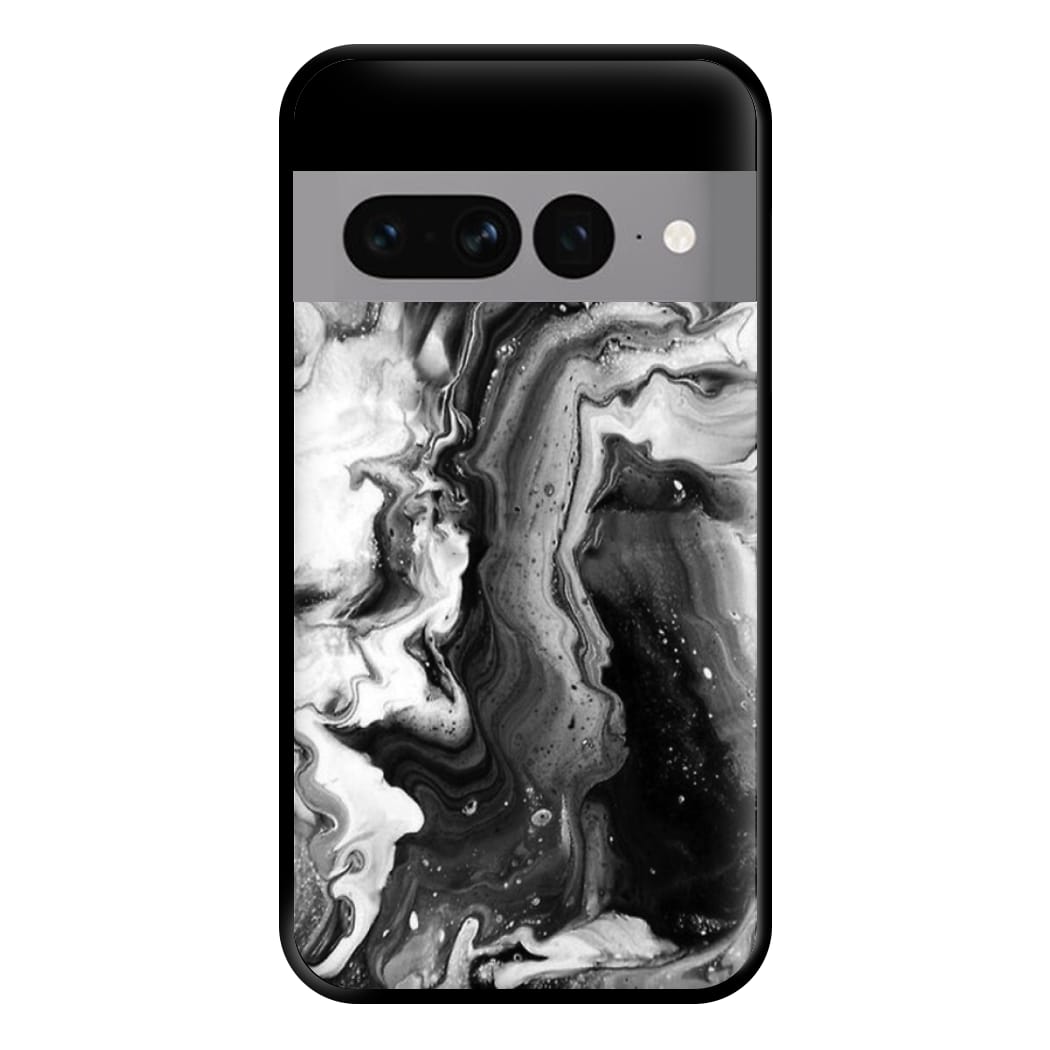 Black and White Leaking Marble Phone Case for Google Pixel 7 Pro