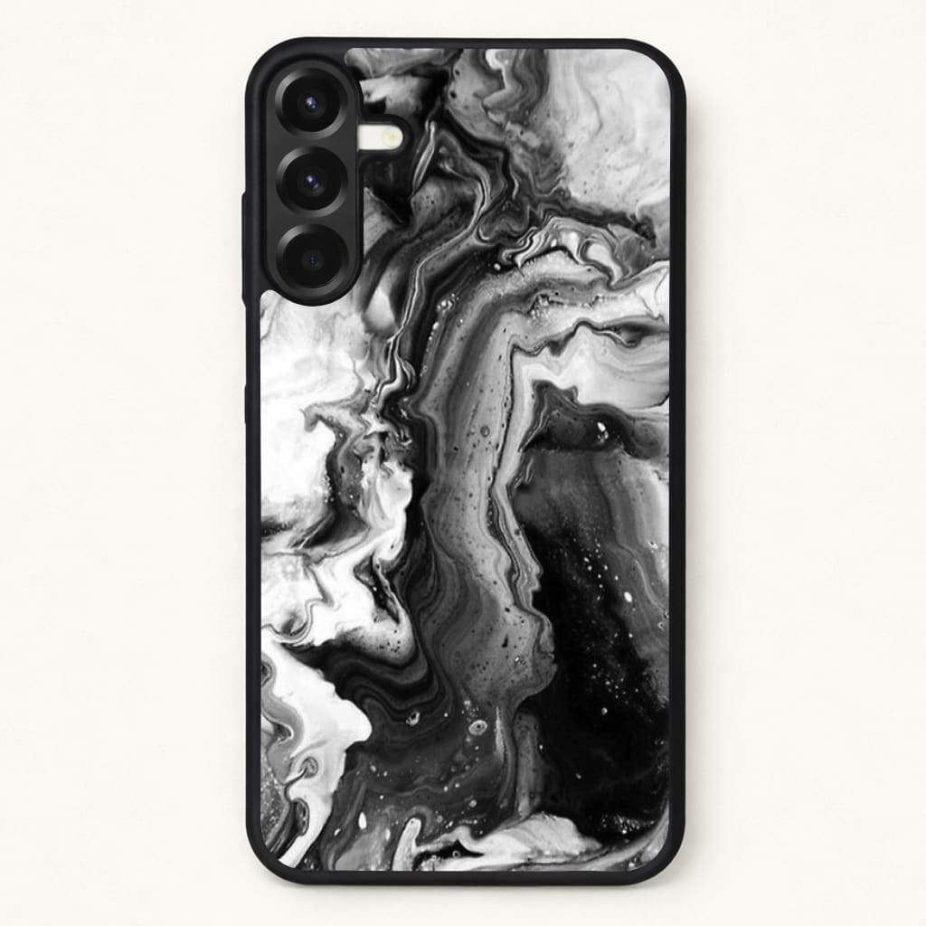 Black and White Leaking Marble Phone Case for Galaxy A37