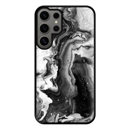 Black and White Leaking Marble Phone Case for Galaxy S24 Ultra