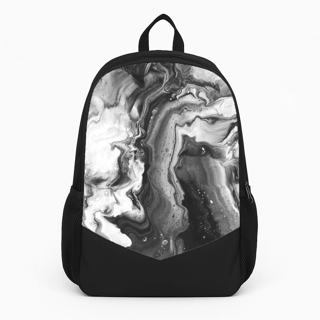 Black and White Leaking Marble Large Backpack