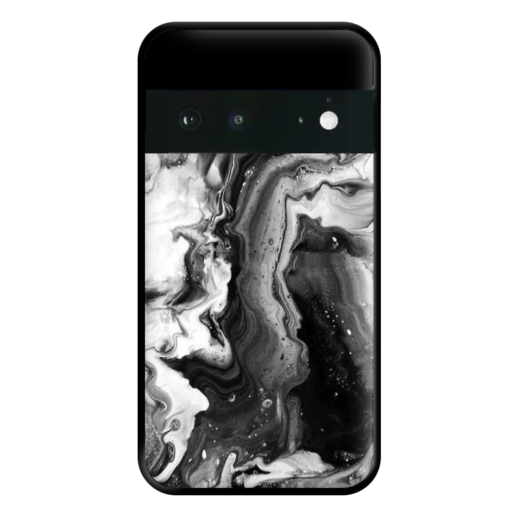 Black and White Leaking Marble Phone Case for Google Pixel 6a