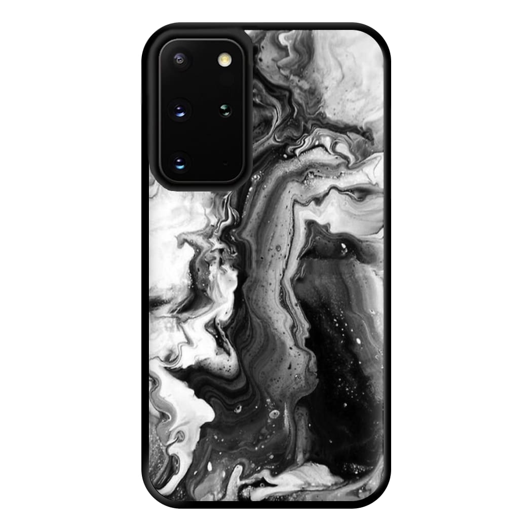 Black and White Leaking Marble Phone Case for Galaxy S20 Plus