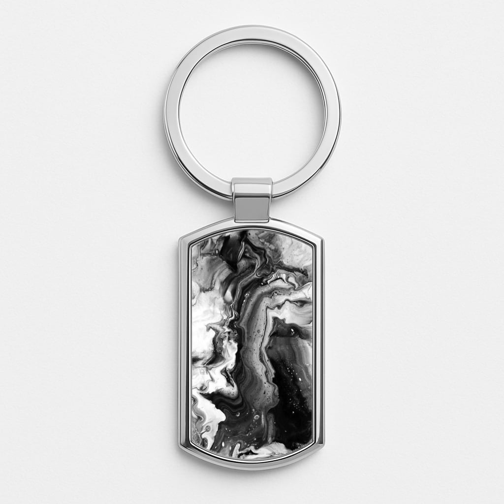 Black and White Leaking Marble Luxury Keyring