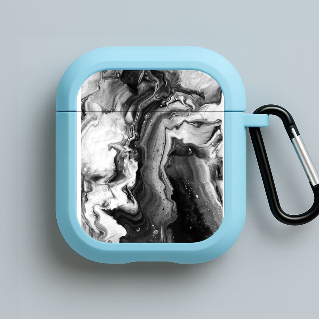 Black and White Leaking Marble Blue AirPods Case