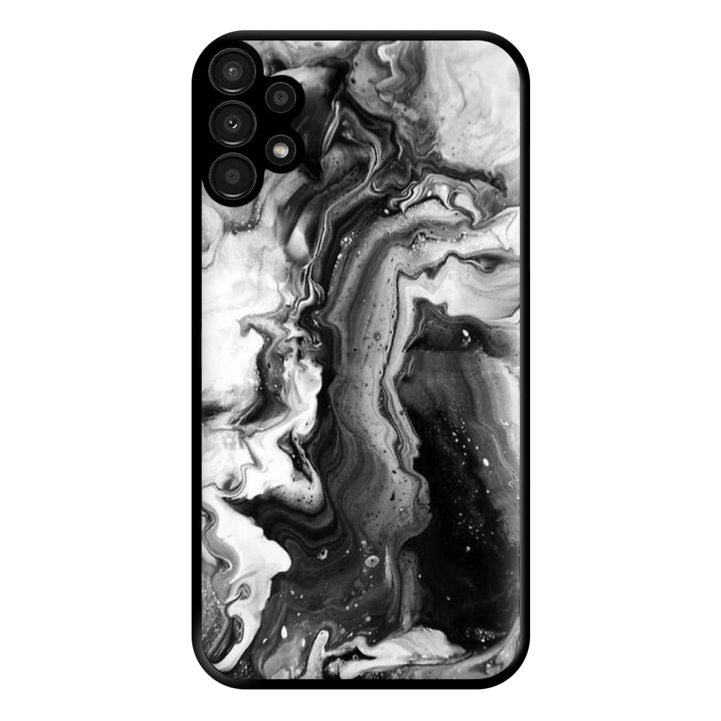 Black and White Leaking Marble Phone Case for Galaxy A13