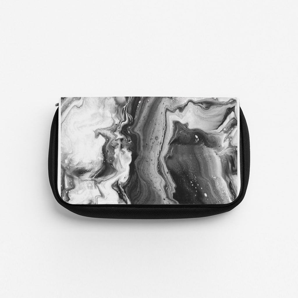 Black and White Leaking Marble Pencil Case