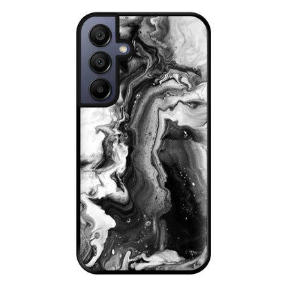 Black and White Leaking Marble Phone Case for Galaxy A15