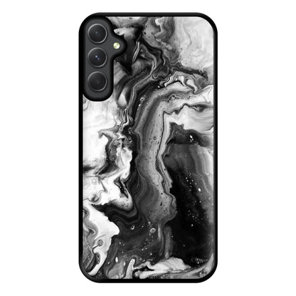 Black and White Leaking Marble Phone Case for Galaxy A54