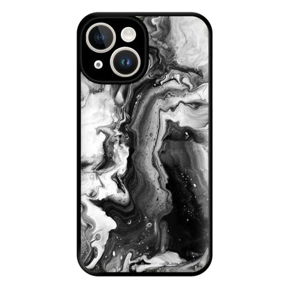 Black and White Leaking Marble Phone Case for iPhone 14