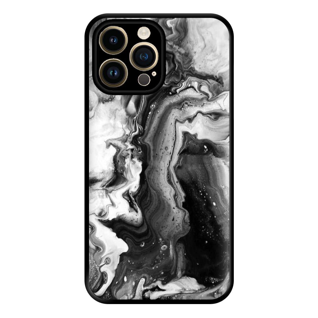 Black and White Leaking Marble Phone Case for iPhone 14 Pro Max