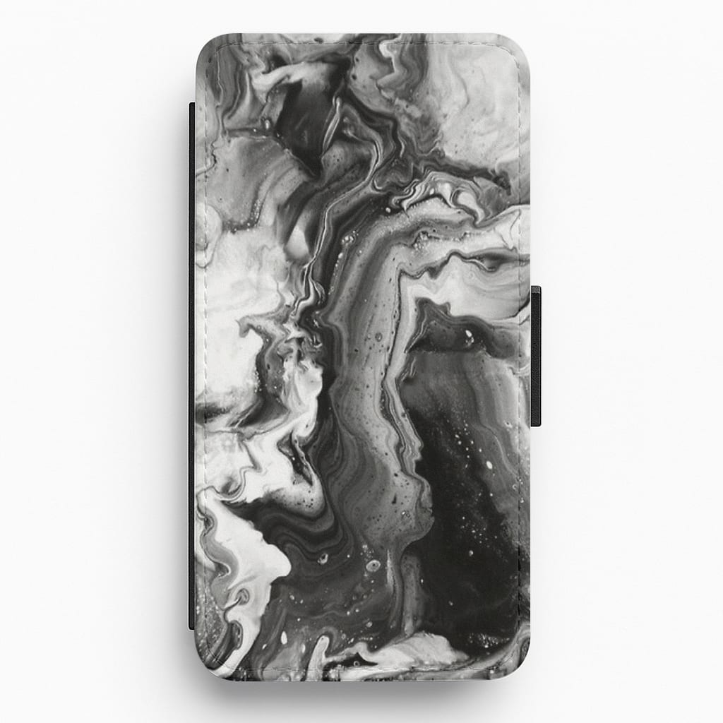 Black and White Leaking Marble Flip / Wallet Phone Case