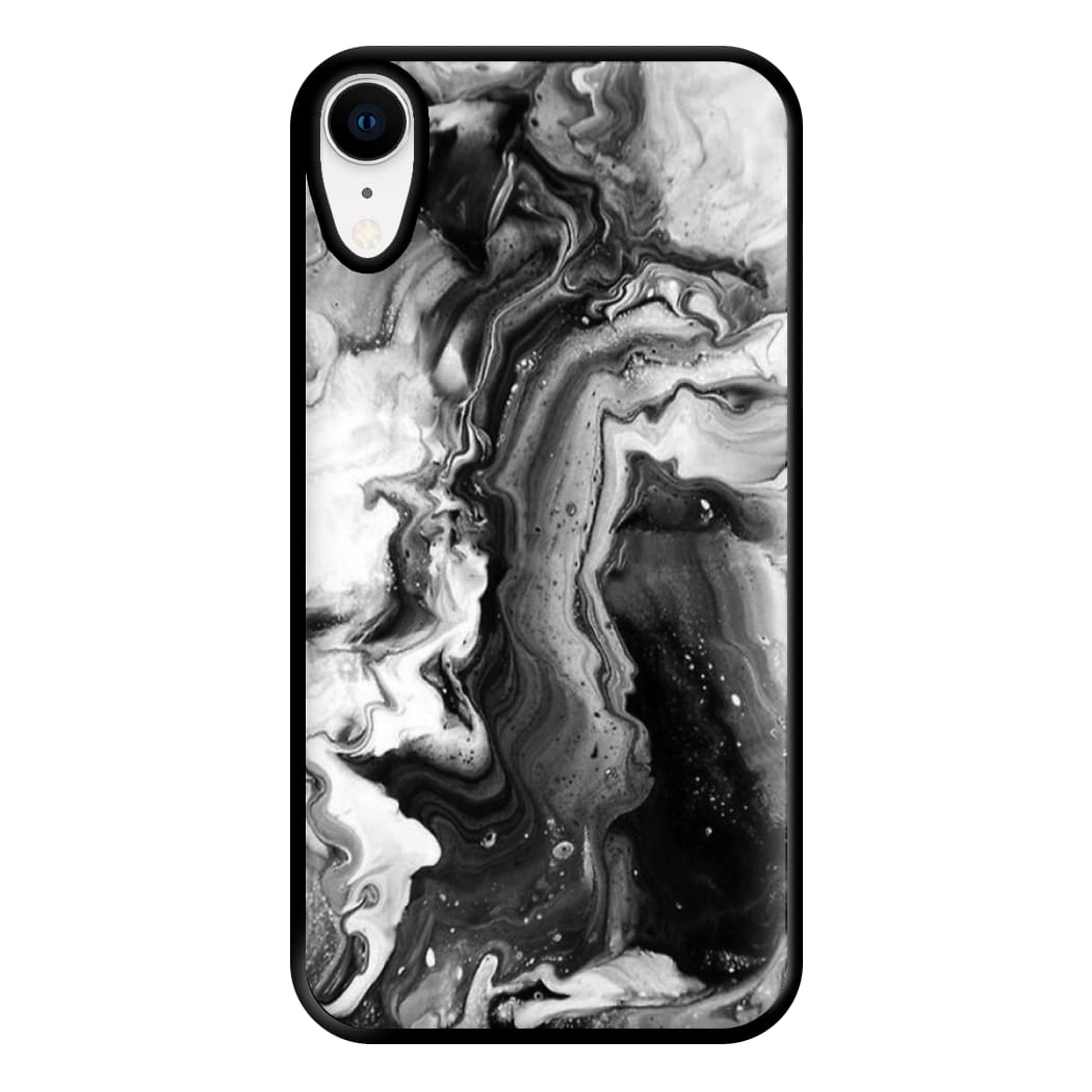 Black and White Leaking Marble Phone Case for iPhone XR