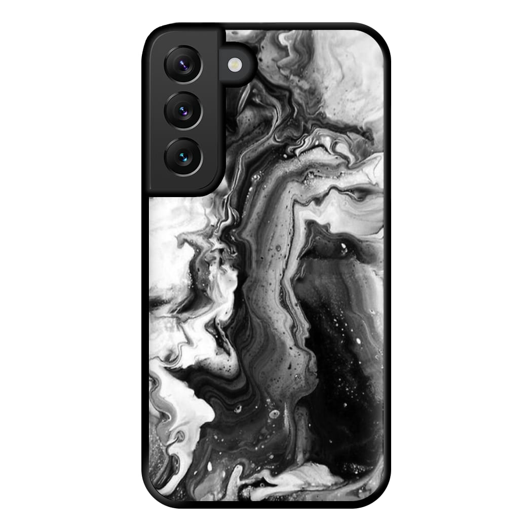 Black and White Leaking Marble Phone Case for Galaxy S22 Plus