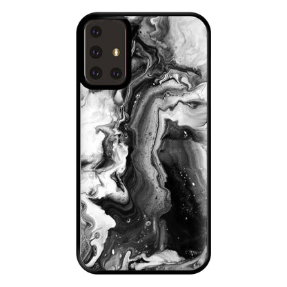 Black and White Leaking Marble Phone Case for Galaxy A71