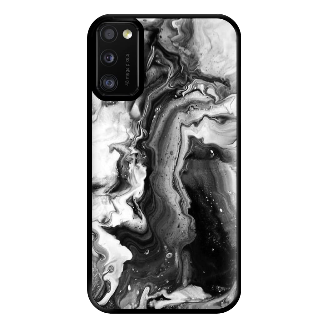 Black and White Leaking Marble Phone Case for Galaxy A41