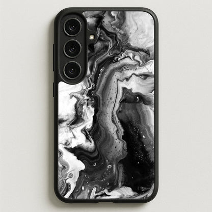 Black and White Leaking Marble Phone Case for Galaxy S25FE