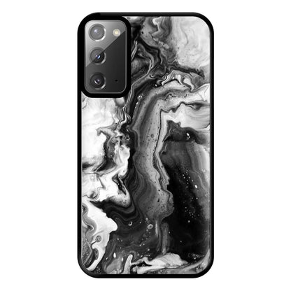 Black and White Leaking Marble Phone Case for Galaxy Note 20 Ultra