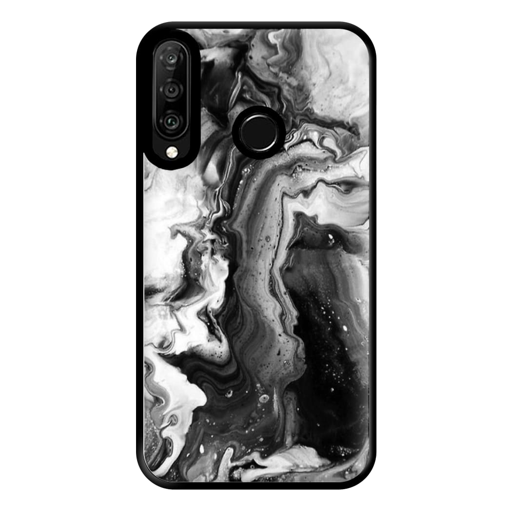 Black and White Leaking Marble Phone Case for Huawei P30 Lite