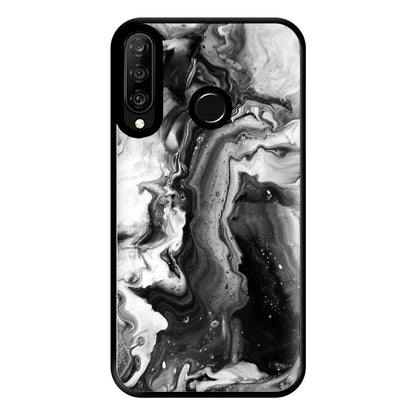 Black and White Leaking Marble Phone Case for Huawei P30 Lite