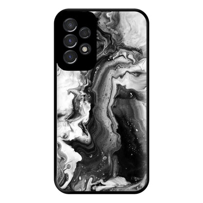 Black and White Leaking Marble Phone Case for Galaxy A53